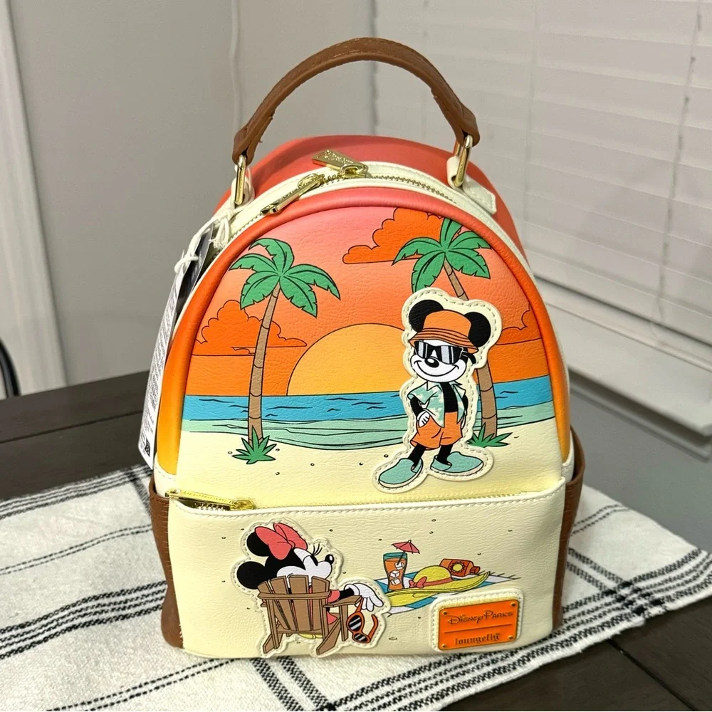 Disney Parks Loungefly Mickey and Minnie Summer At The Beach Backpack and Ears - Picture 5 of 11